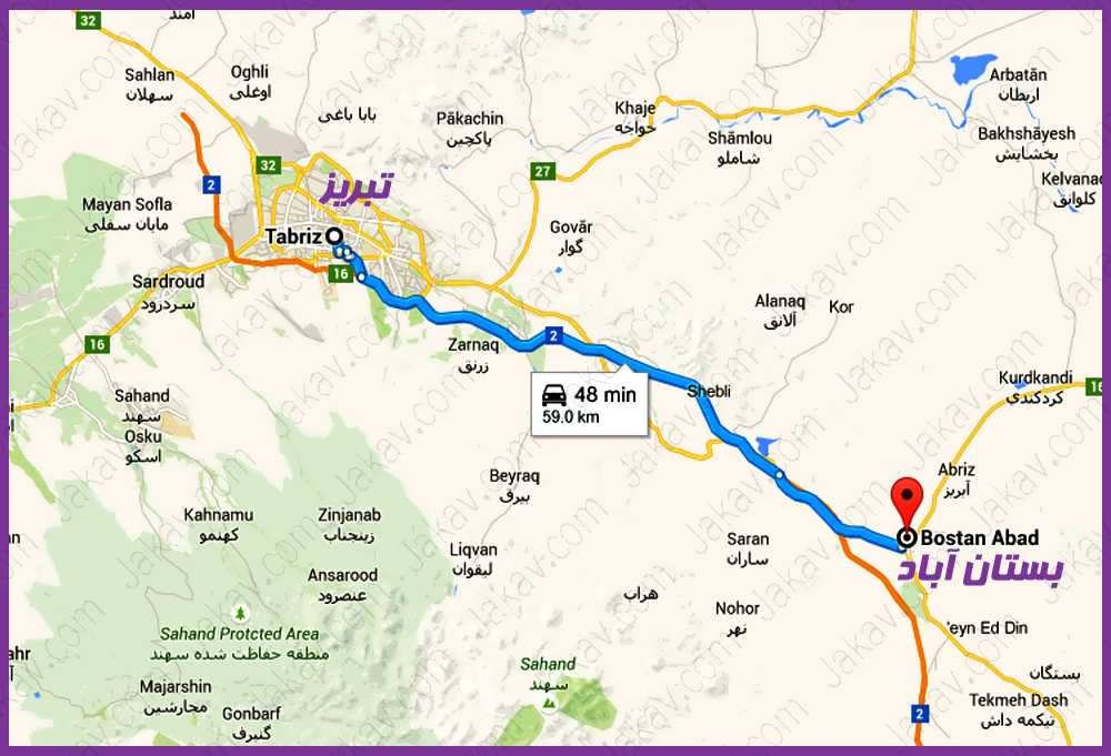 تبریز به بستان آباد | جاکاو - 1001 مسیر گردشگری